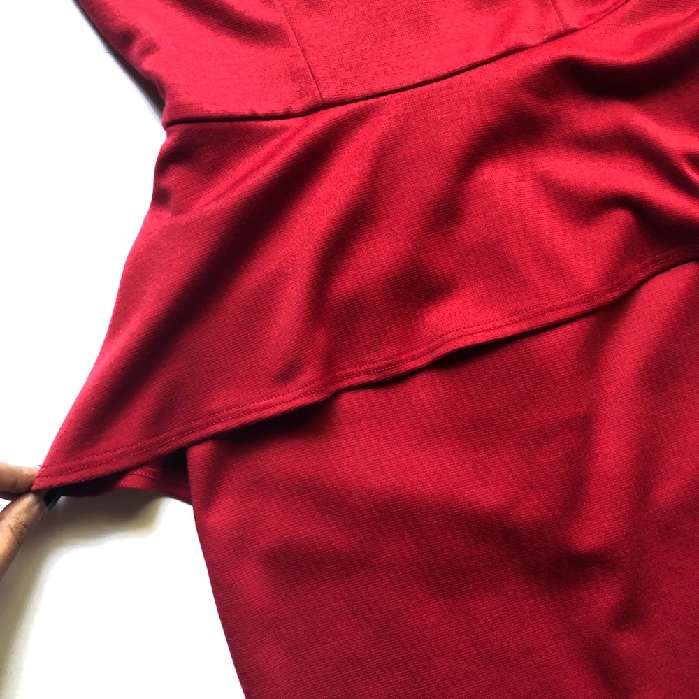 G by Guess SEXY Fitted Red Peplum Mini Dress - Picture 3 of 7